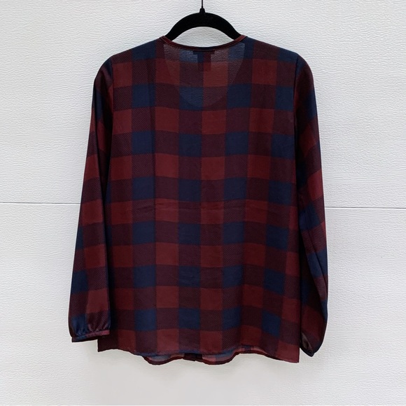 Ann Taylor Plaid Ruffle Blouse - Picture 2 of 3